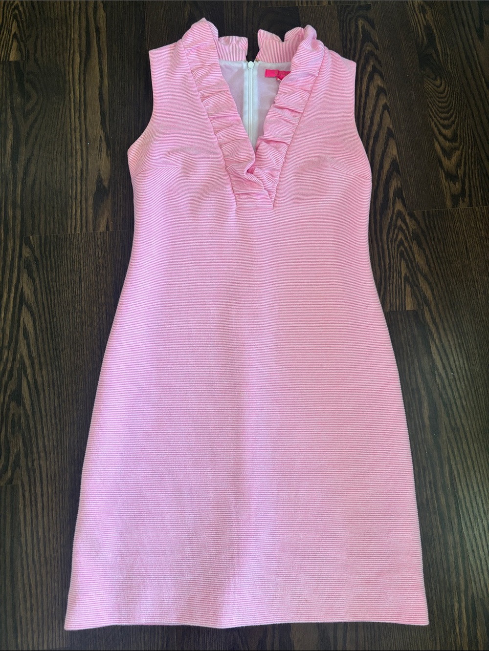 EUC Lilly Pulitzer Pink Sleeveless Ruffle Ribbed V-Neck  Dress
